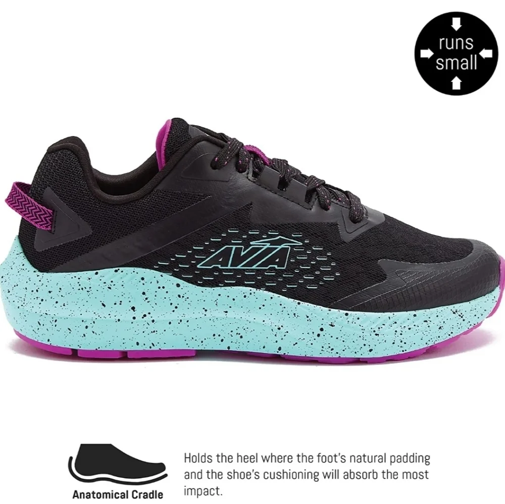Avia Avi Storm Running ShoesColor: Jet Black/Blue Tint/Cattleya Orchid size 8 - Picture 2 of 6